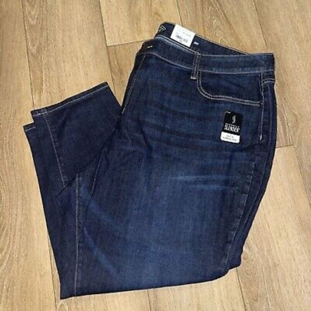 St Johns Bay Secretly Slender Skinny Ankle Jeans Midnight Blue 28W NWT Slimming